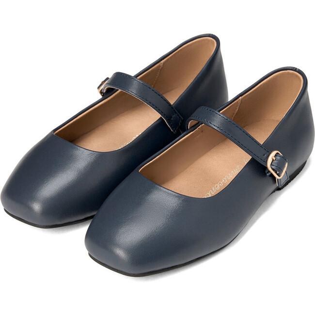 Mandy Rounded Square Toe Mary Jane Ballet Flats, Navy - Flats - 2