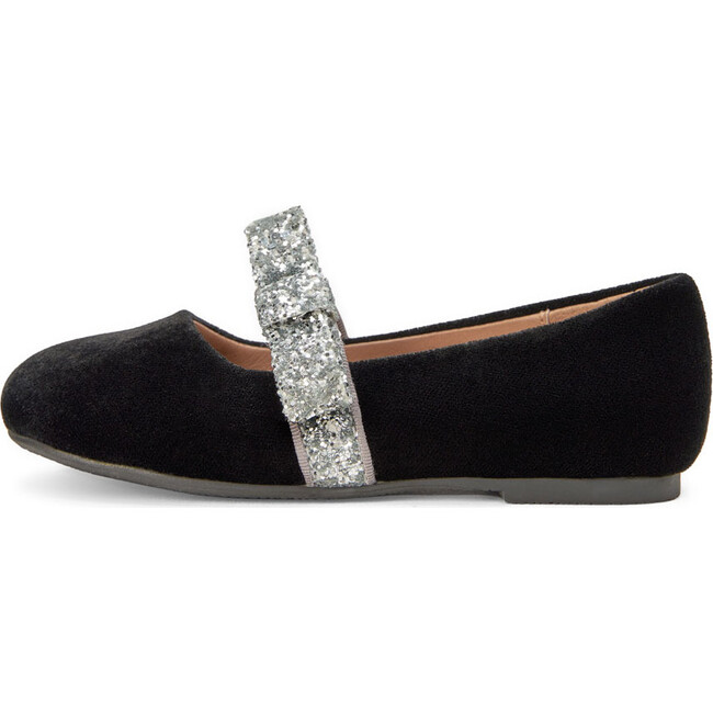 Mia 2.0 Velvet Sparkling Bow Strap Mary Jane Shoes, Black