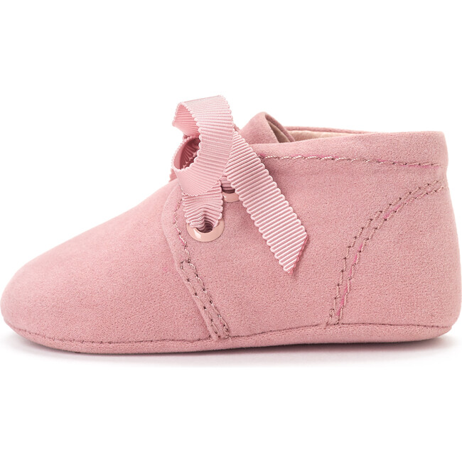 Minime Velvet Pre-Walker Baby Lace-Up Shoes, Pink