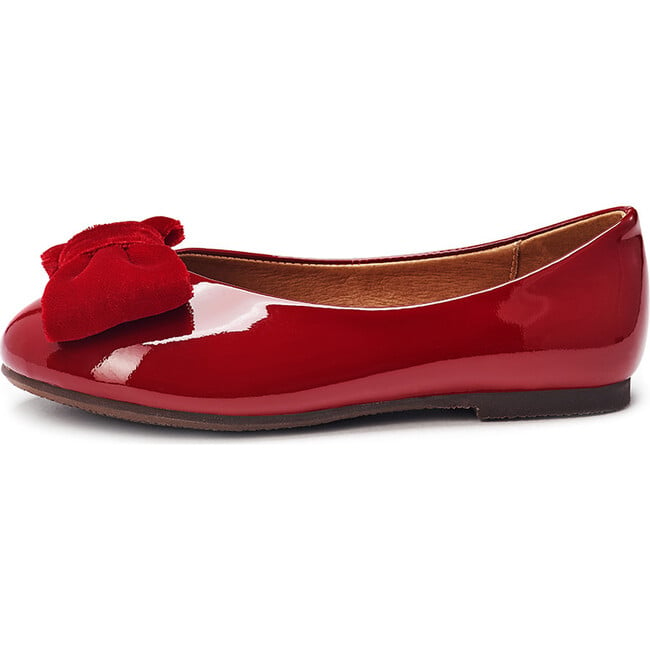 Mina Patent Leather Velvet Bow Flats, Burgundy - Flats - 3