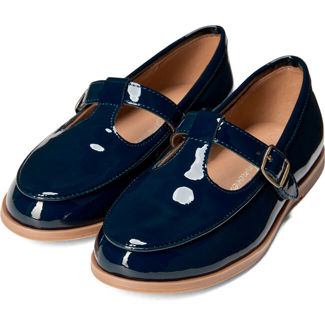 Hannah 2.0 Glossy Leather T-Bar Strap Shoes, Navy - T-Straps - 2