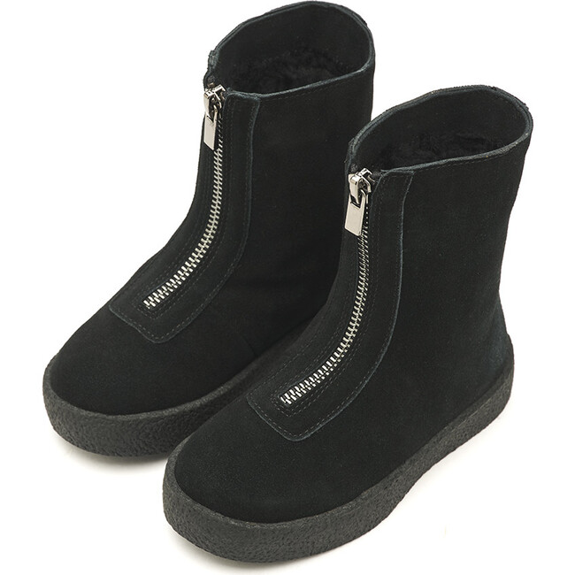 Leah Suede Zipped High Shoes, Black - Boots - 2