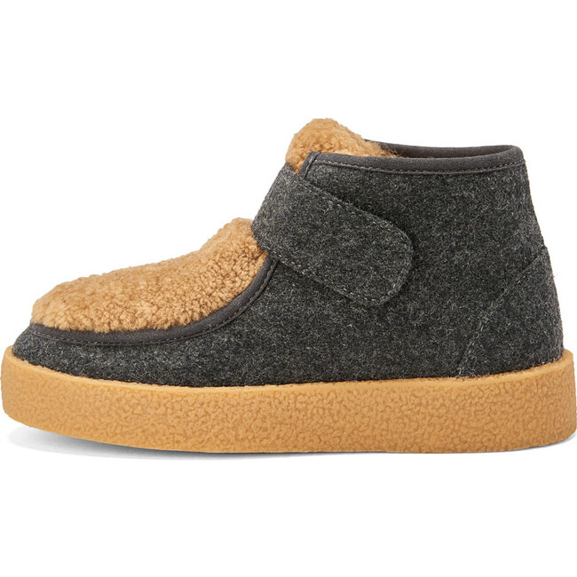 Kai Wool Velcro Strap Ankle Boots, Dark Grey & Beige