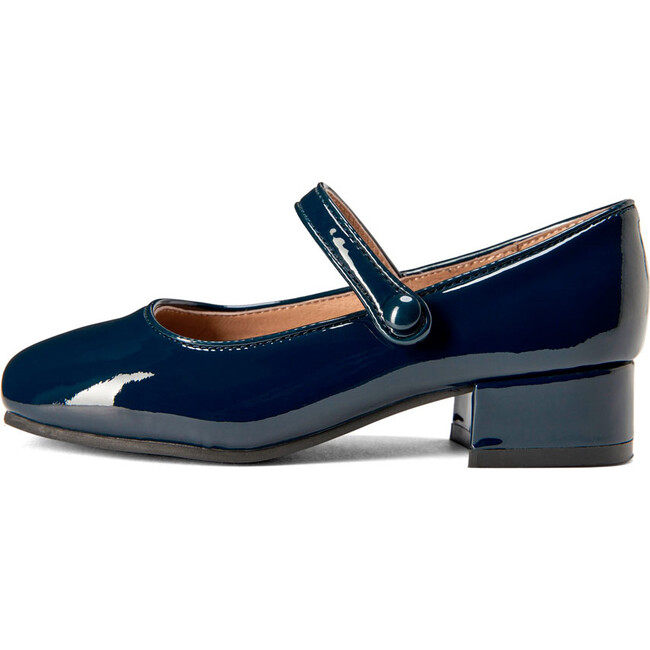 Holly Glossy Leather Heeled Square Toe Mary Jane Shoes, Navy