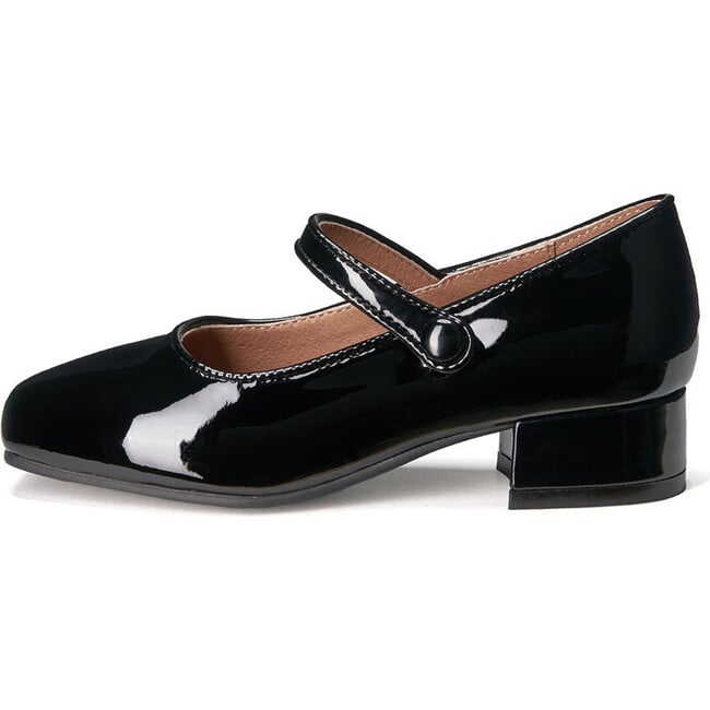 Holly Glossy Leather Heeled Square Toe Mary Jane Shoes, Black