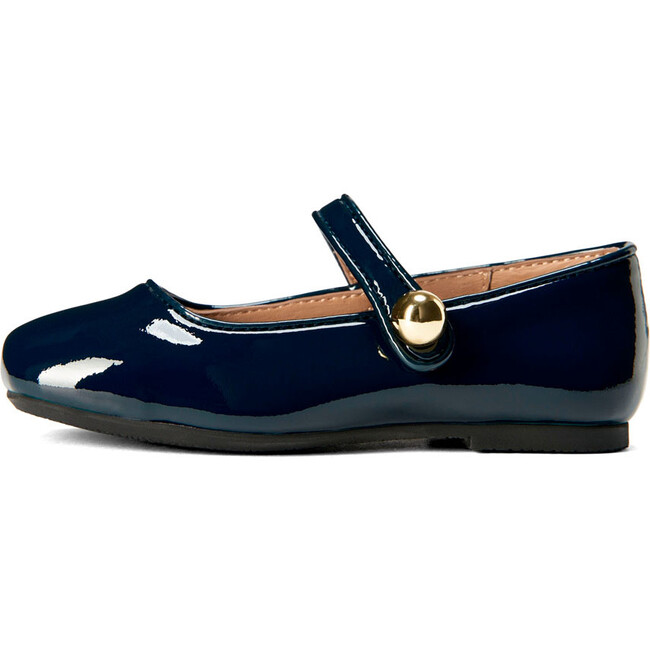 Ginny Glossy Leather Flat Mary Jane Shoes, Navy