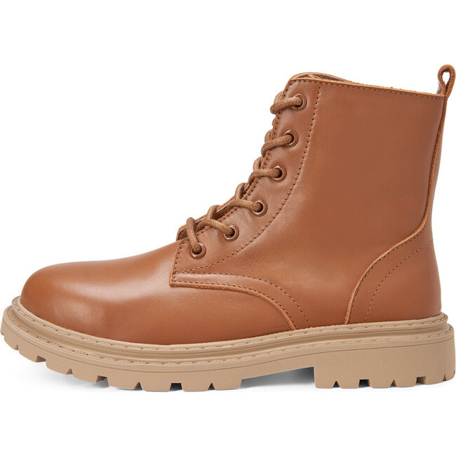 Willow Leather Zipped Combat Boots, Camel