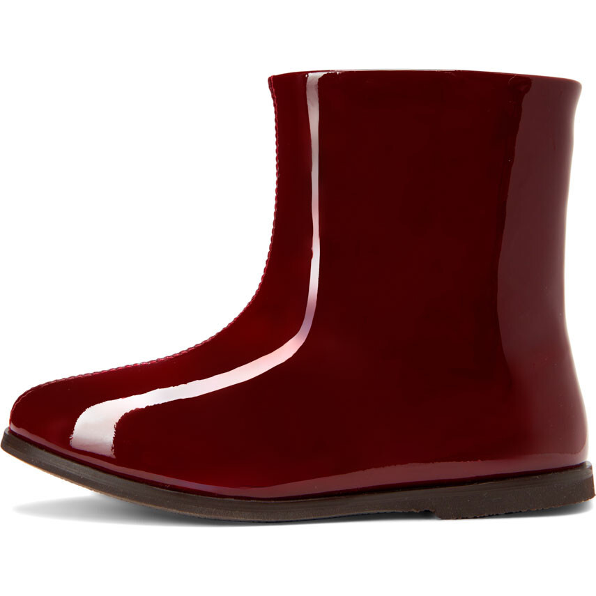Lila Patent Leather Straight Boots, Burgundy - Boots - 1