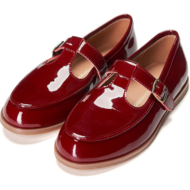 Hannah 2.0 Glossy Leather T-Bar Strap Shoes, Burgundy - T-Straps - 2