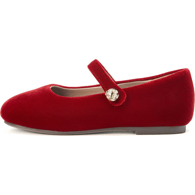 Whitney Velvet Square-Toe Mary Jane Shoes, Red