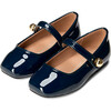 Ginny Glossy Leather Flat Mary Jane Shoes, Navy - Flats - 2