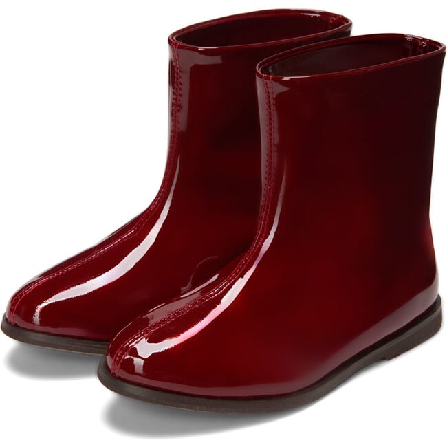 Lila Patent Leather Straight Boots, Burgundy - Boots - 2