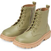 Willow Leather Zipped Combat Boots, Khaki - Boots - 2