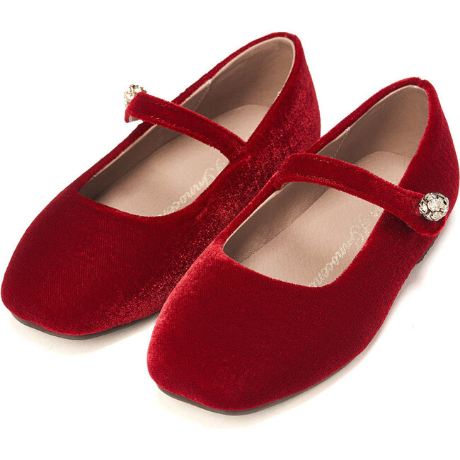 Whitney Velvet Square-Toe Mary Jane Shoes, Red - Mary Janes - 2