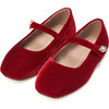 Whitney Velvet Square-Toe Mary Jane Shoes, Red - Mary Janes - 2