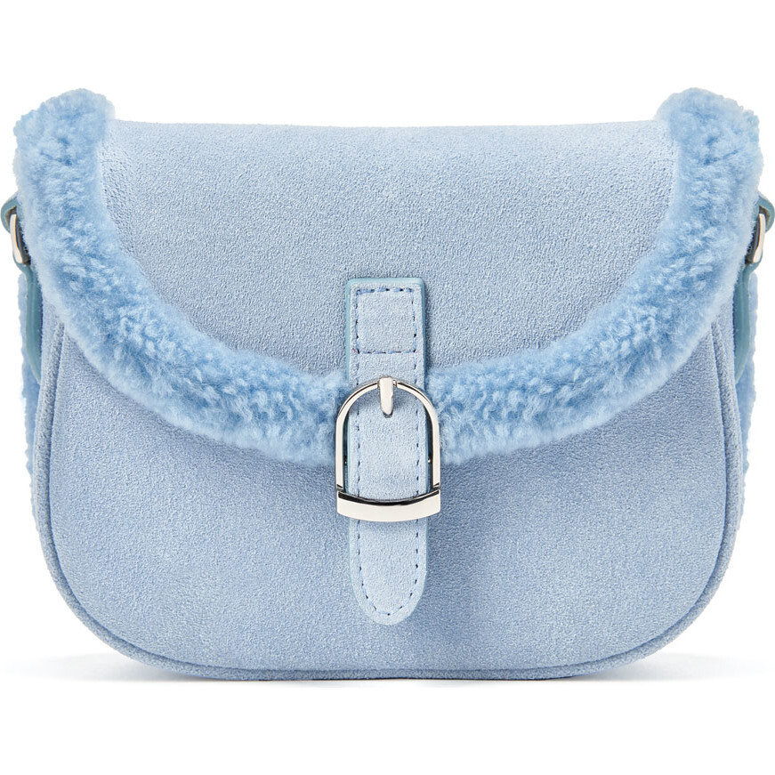 Shae Suede Crossbody Buckled Bag, Blue - Bags - 1