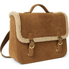 Sansa Shearling Fur Piped Suede School Bag, Camel - Backpacks - 2