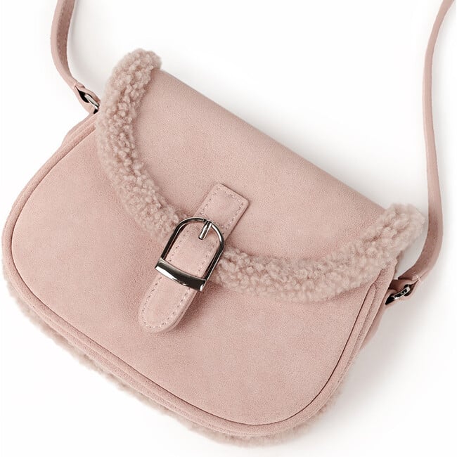 Shae Suede Crossbody Buckled Bag, Pink - Bags - 5