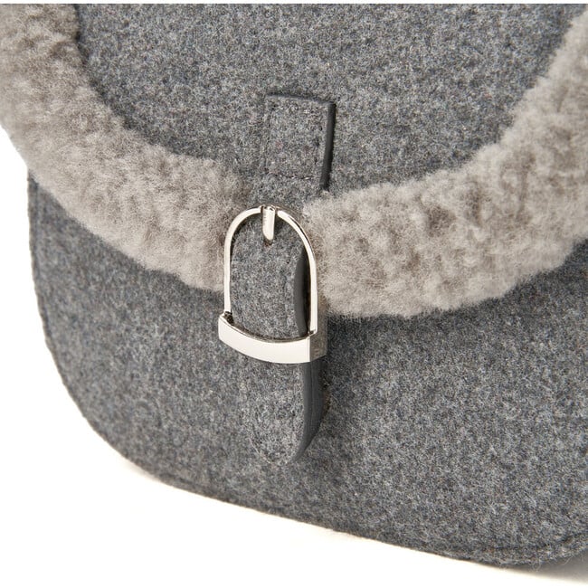 Shae Wool Crossbody Buckled Bag, Grey - Bags - 4