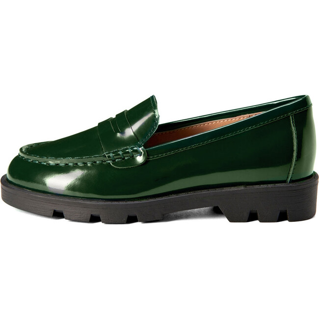 Paula Glossed-Leather Soft Wool Loafers, Green