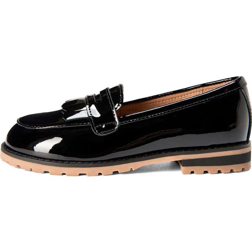 Francie Glossy Patent Leather Loafers, Black - Loafers - 1