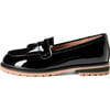 Francie Glossy Patent Leather Loafers, Black - Loafers - 1 - thumbnail