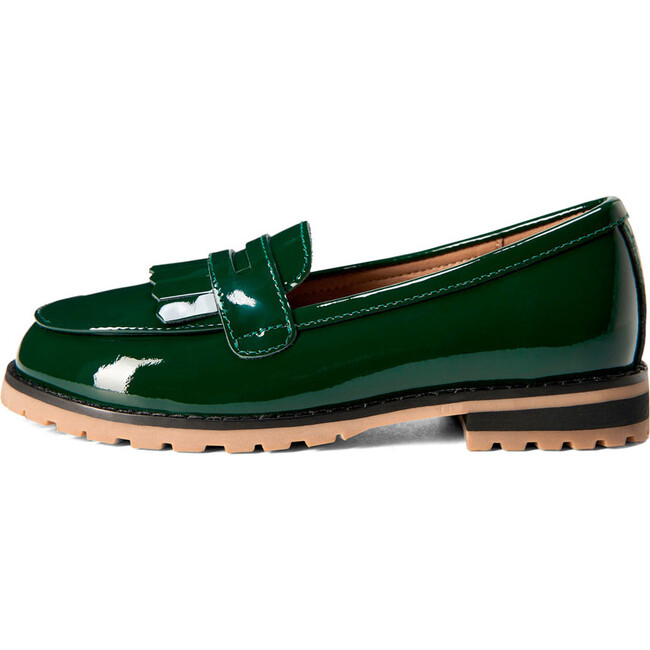 Francie Glossy Patent Leather Loafers, Green