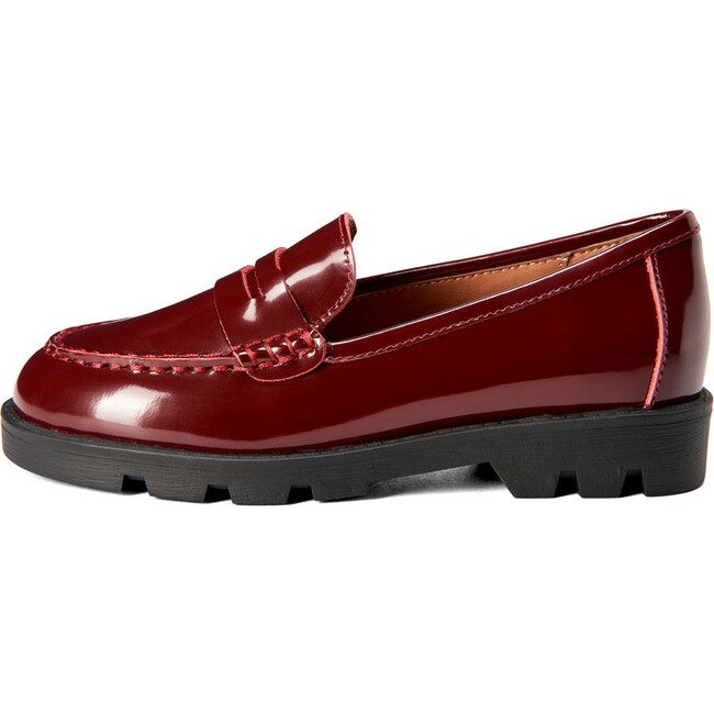 Paula Glossed-Leather Soft Wool Loafers, Burgundy