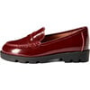 Paula Glossed-Leather Soft Wool Loafers, Burgundy - Loafers - 1 - thumbnail