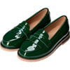 Francie Glossy Patent Leather Loafers, Green - Loafers - 2