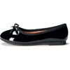 Fannie Glossy Leather Sweet Bow Ballet Flats, Black - Flats - 1 - thumbnail