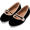 Fifi Velvet Almond Toe Mary Jane Ballerina Shoes, Black & Beige - Mary Janes - 2