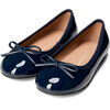 Fannie Glossy Leather Sweet Bow Ballet Flats, Navy - Flats - 2