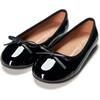 Fannie Glossy Leather Sweet Bow Ballet Flats, Black - Flats - 2