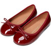 Fannie Glossy Leather Sweet Bow Ballet Flats, Burgundy - Flats - 3