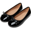 Fannie Glossy Leather Sweet Bow Ballet Flats, Black - Flats - 3