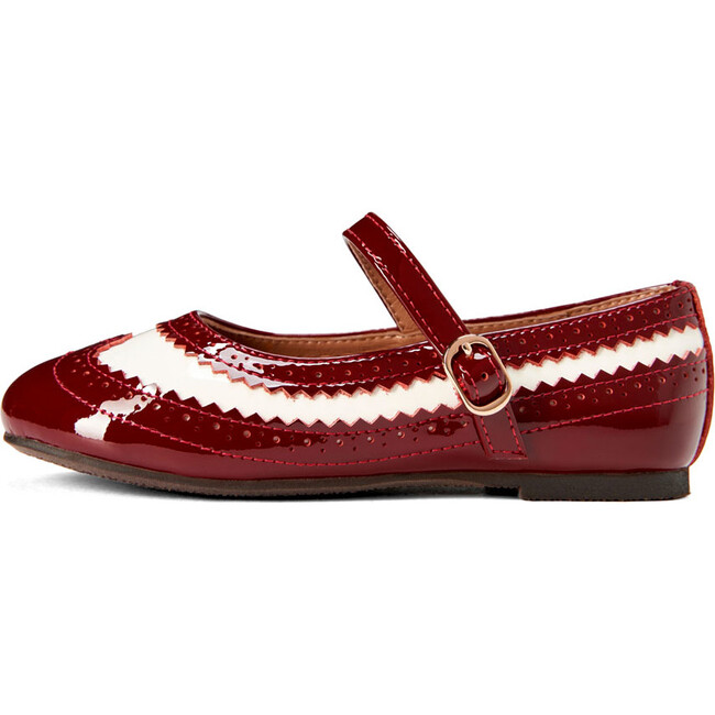 Erica Retro Glossy Patent Leather Mary Jane Shoes, Burgundy