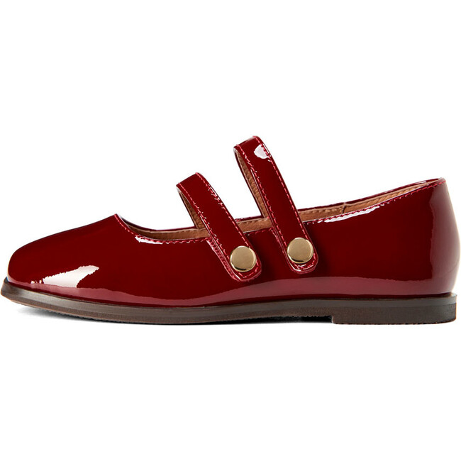 Diana Glossed-Leather 2-Strap Mary Jane Shoes, Burgundy