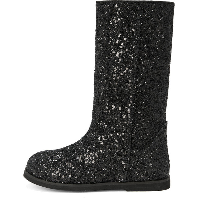 Ann Glitter Straight High Boots, Black