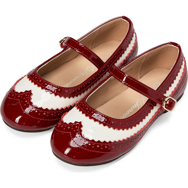 Erica Retro Glossy Patent Leather Mary Jane Shoes, Burgundy - Mary Janes - 3