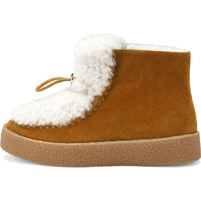 Aspen Fluffy Shearling Suede Boots, Camel