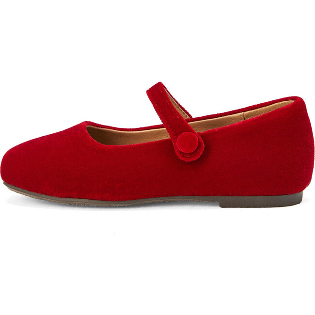 Cleo Velvet Square Toes Mary Jane Style Ballet Flats, Red