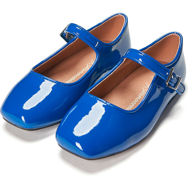 Clover Polished Leather Mary Jane Shoes, Blue - Mary Janes - 2