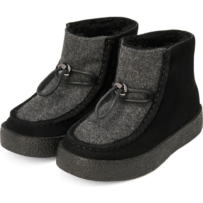 Aspen Wool Suede Boots, Black & Dark Grey - Boots - 2