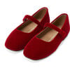 Cleo Velvet Square Toes Mary Jane Style Ballet Flats, Red - Flats - 2