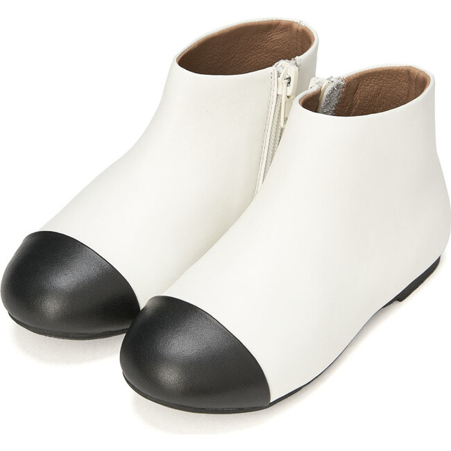 Chiara 2.0 Retro 2-Coloured Leather Boots, White & Black - Boots - 2