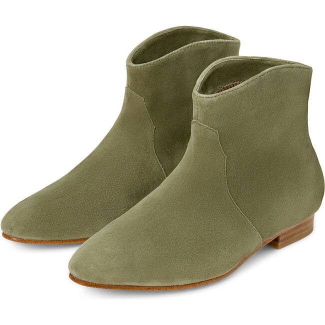 Cassie Velvet Suede Pointed Toe Ankle Boots, Khaki - Boots - 2