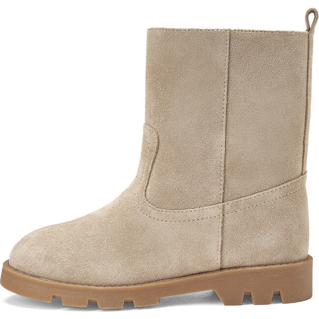 Carine Shearling Lined Suede Ankle Boots, Light Beige