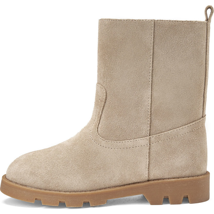 Carine Shearling Lined Suede Ankle Boots, Light Beige - Boots - 1