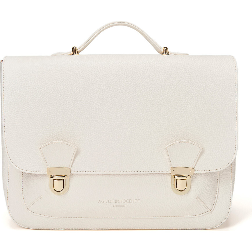 Boston Leather School Bag, White - Backpacks - 1